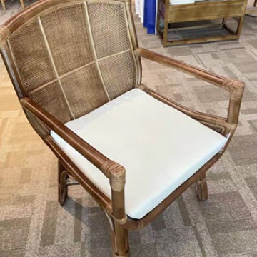 Silla de ocio vintage de ratán natural, sillón individual estilo wabi-sabi para casas de huéspedes y salones de té, silla de comedor de ratán de estilo nórdico japonés.