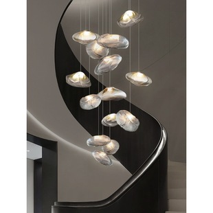 New Designer Duplex Staircase Loft Chandelier House Apartment Empty Living Room Glass Cloud Lamp Hotel Bar