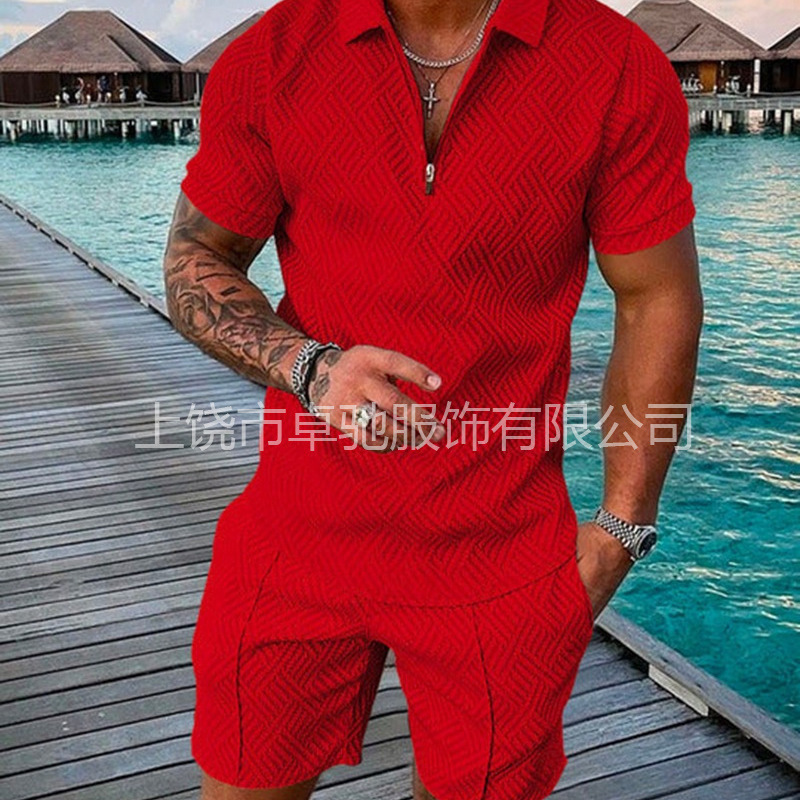 2025POLO ジッパーシャツ半袖スーツ独立系越境欧米紳士服新作独立系供給カジュアルスポーツ|undefined