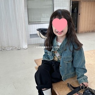 Children's Spring and Autumn New Denim Coat Girl's Korean Casual All-match Short Children's Top Girl's Fashionable Jacket