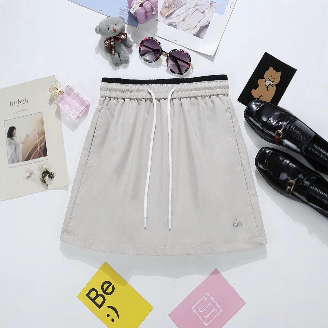 时尚松紧腰抽绳工装裙休闲女装宽松防走光运动半身裙一件代发9529