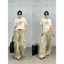 南鱼 明星同款 马术精神美式复古简约刺绣毛衣正肩圆领针织衫女春