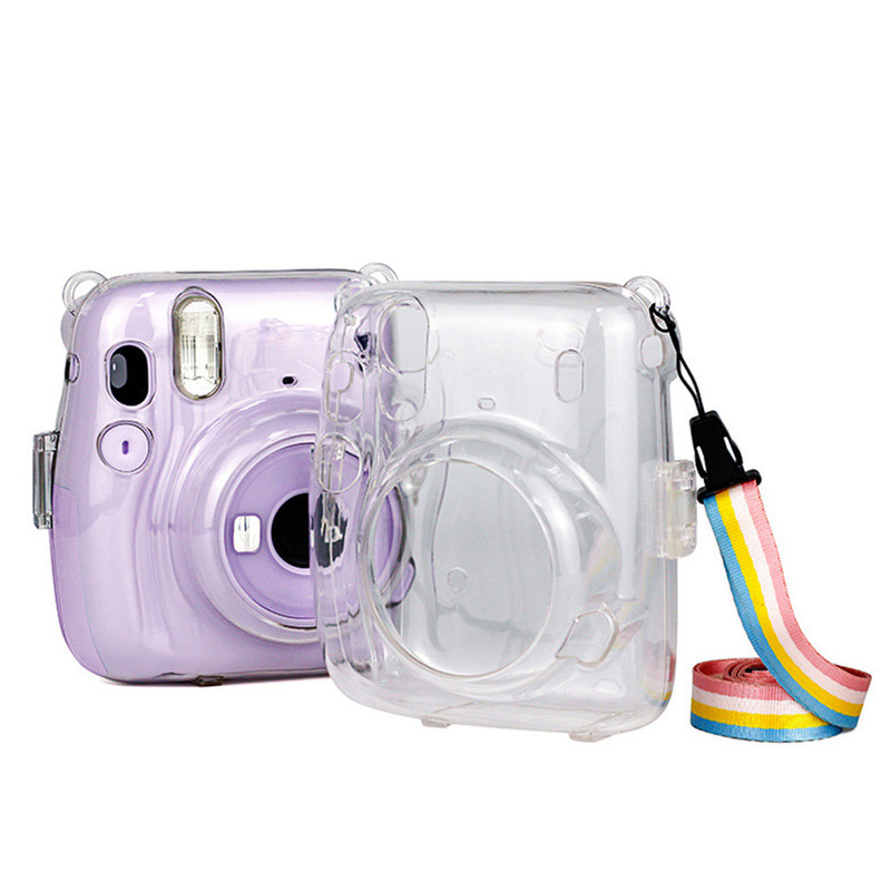 Polaroid Instax Mini11 Transparent Storage Case Durable Anti-Scratch and Anti-Fall Pc Crystal Case Protective Cover with Rope