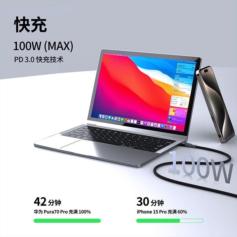 Cable de datos trenzado de nylon de carga rápida Nillkin para Apple 15 TYPE-C 100W