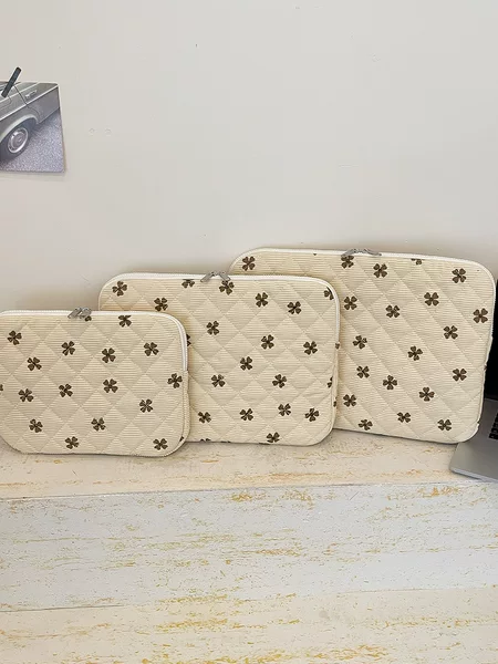 Korean cute printed quilted iPad tablet bag 11/13/15 corduroy laptop storage bag