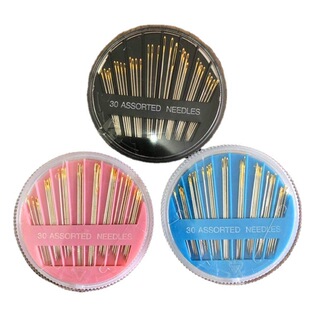 High quality Shuangyan brand 30 pieces disc hand sewing needle black needle box gold tail big eye hand sewing needle