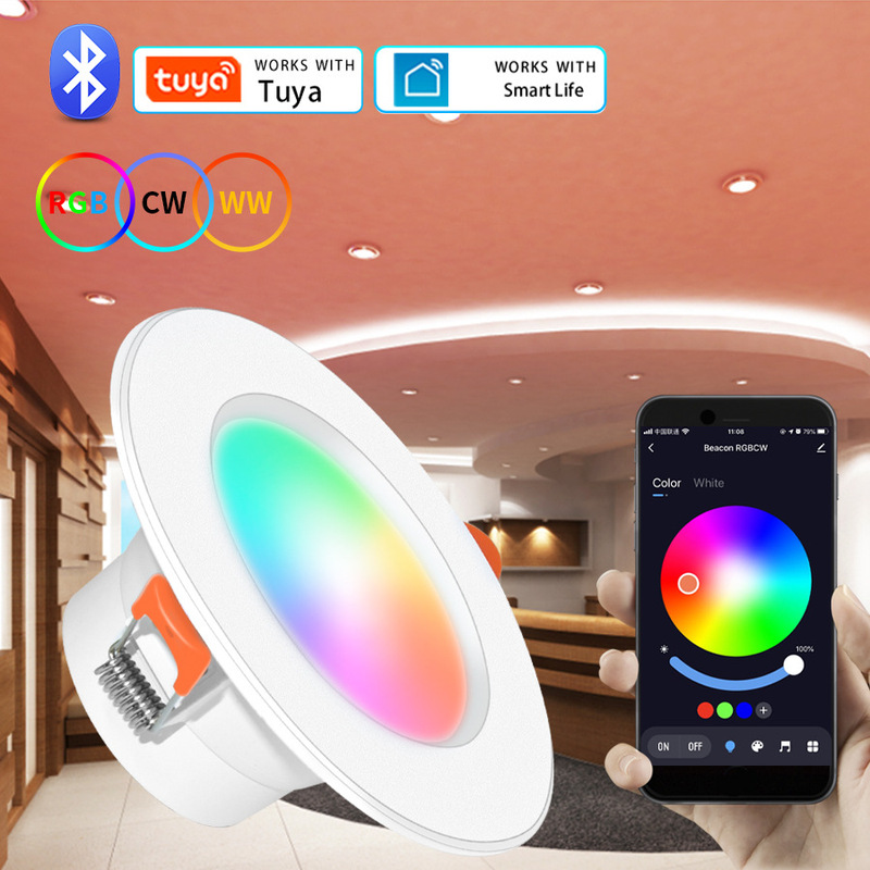 Tuya graffiti Bluetooth Smart downlight Alexa voice control full color dimming RGBCW Google speaker five-way light
