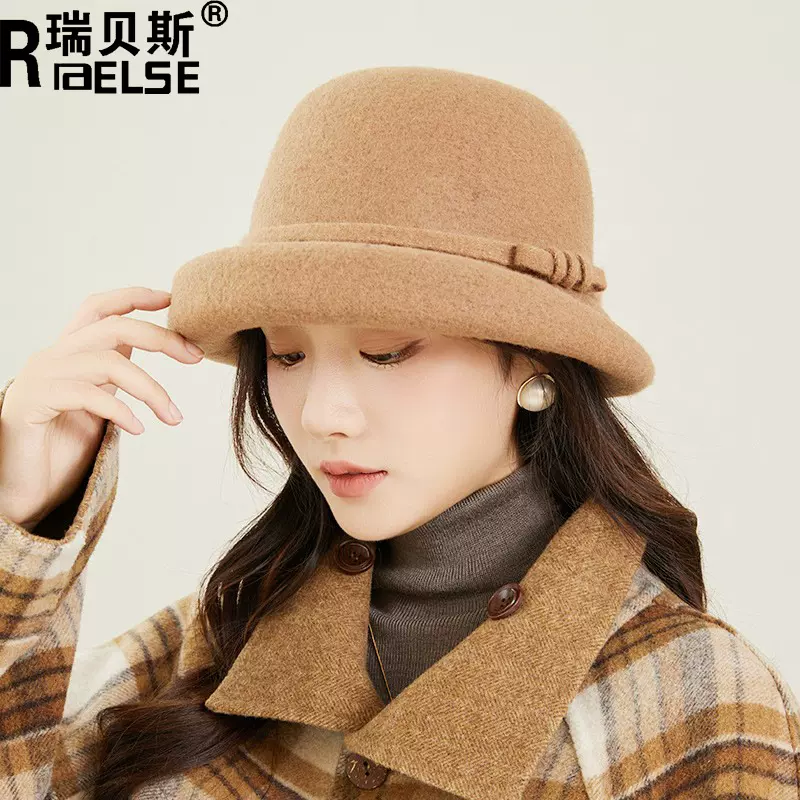 毛呢渔夫帽女秋冬新款高品质法式千金小礼帽英伦风秋冬帽子女款