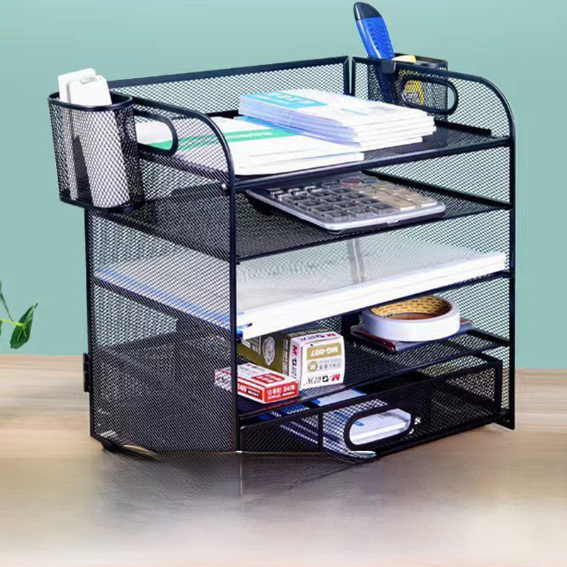 국경 간 사무실 5 층 데스크탑 금속 파일 랙 사무용품 서랍 형 파일 저장 랙 파일 프레임