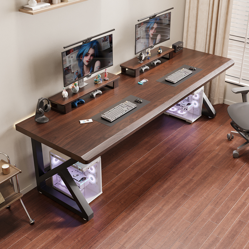 Solid Wood Large Board Gaming Table, Double Computer Desk, Desktop Table for Bedroom, Home Use, Two-Person Office Desk, Large Long Desk, Work Station