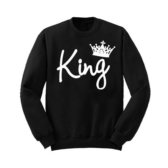 King queen Crown Couple Long Sweat fleece-lined Thickened European and American Style King queen Crown Couple Long Sweat fleece-lined Thickened European and American Style