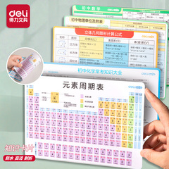 デリ YX469 知識カード 中学校英語 数学と物理化学公式カード 化学元素周期表 物理知識ポイント