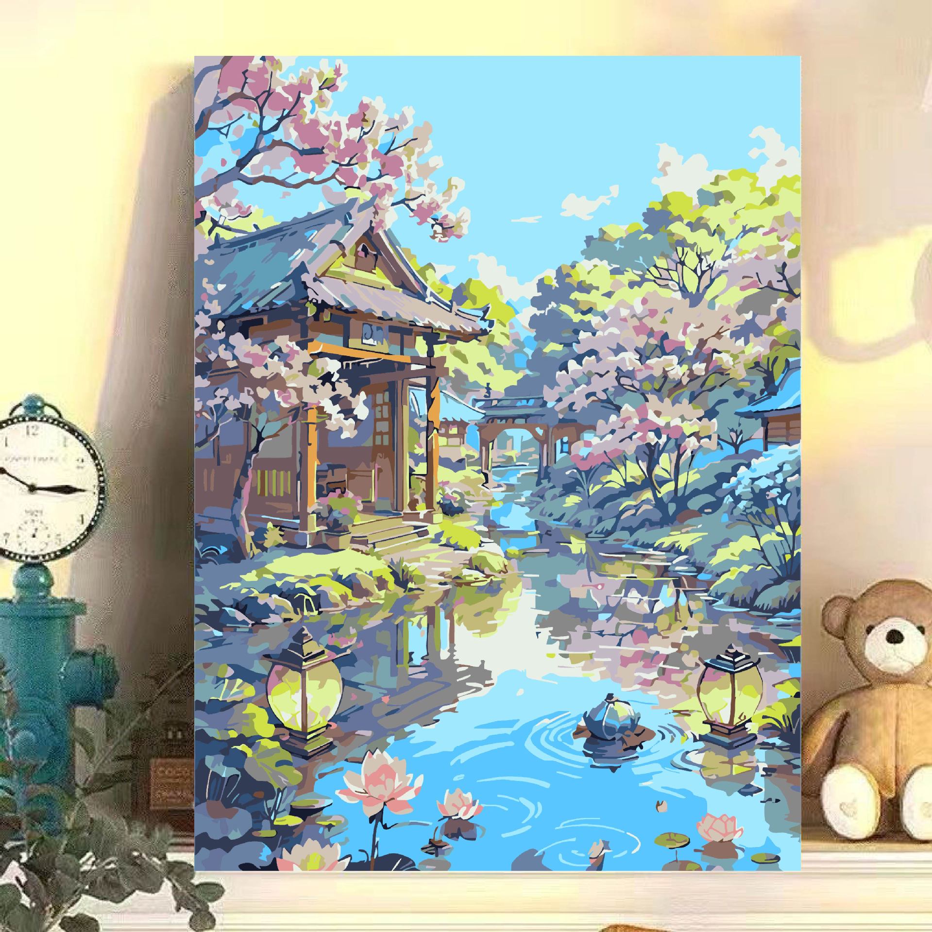 Paisaje floral diy relleno manual acrílico pintura al óleo digital de alto valor de color curado 0 pintura al óleo de relleno base en el viento