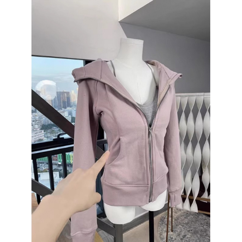 修身外套女款正肩卫衣春秋季衣服连帽衫收腰紧身短款上衣2025新款|undefined
