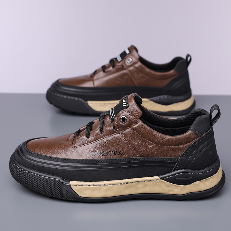 Men's Casual Breathable Work Shoes With Thick Soft Sole Lace Up_voghion.com