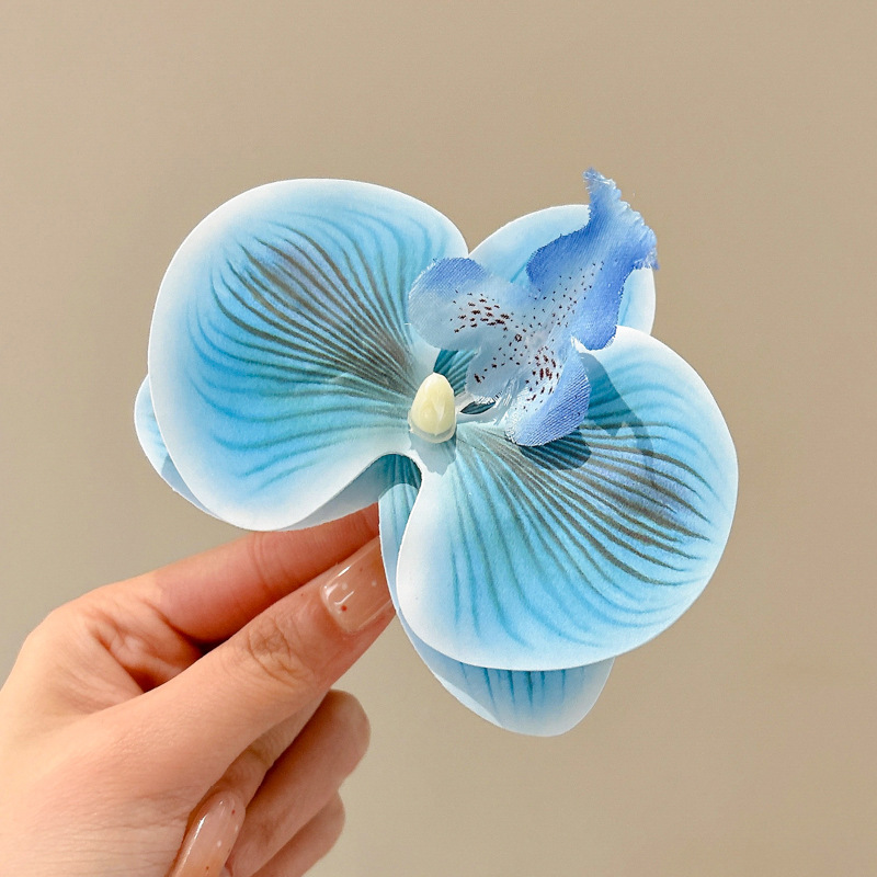 Super inmortal puro deseo mariposa orquídea Liuhai clip de flores para el cabello de la mujer atmósfera superior vacaciones en el mar fotos clip de flores para el cabello