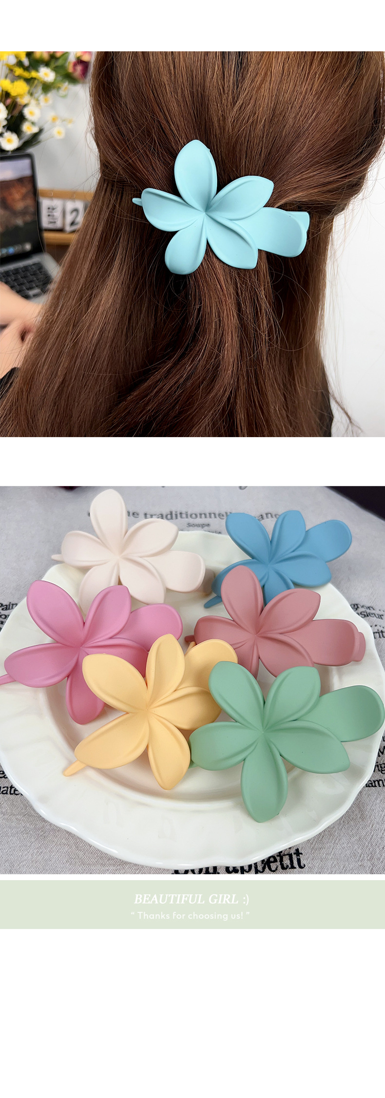 Polishing Design Sweet Style Sweet Women's Plumeria Plastic Polishing Hair Clip
