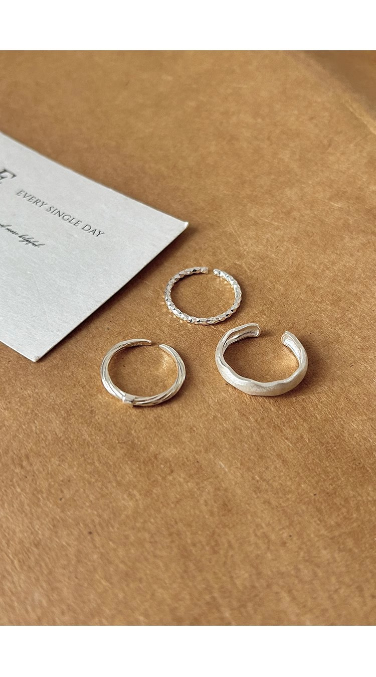 S925 Sterling Silver Small Square Twisted Line Very Fine Texture Ring Women's Ins Niche Design All-match Stacked Open Ring_voghion.com