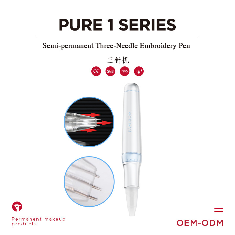 Nuojiao semi-permanent makeup machine, featuring a three-needle design, is a custom-made device for eyebrow, eye, and lip tattooing, offering powerful performance and high efficiency. OEM available