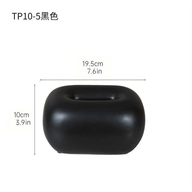 Decoración de caja de pañuelos de cerámica blanca y negra simple moderna decoración de diseño de caja de dibujo de papel de sala de estar de hogar creativo decoración de sentido