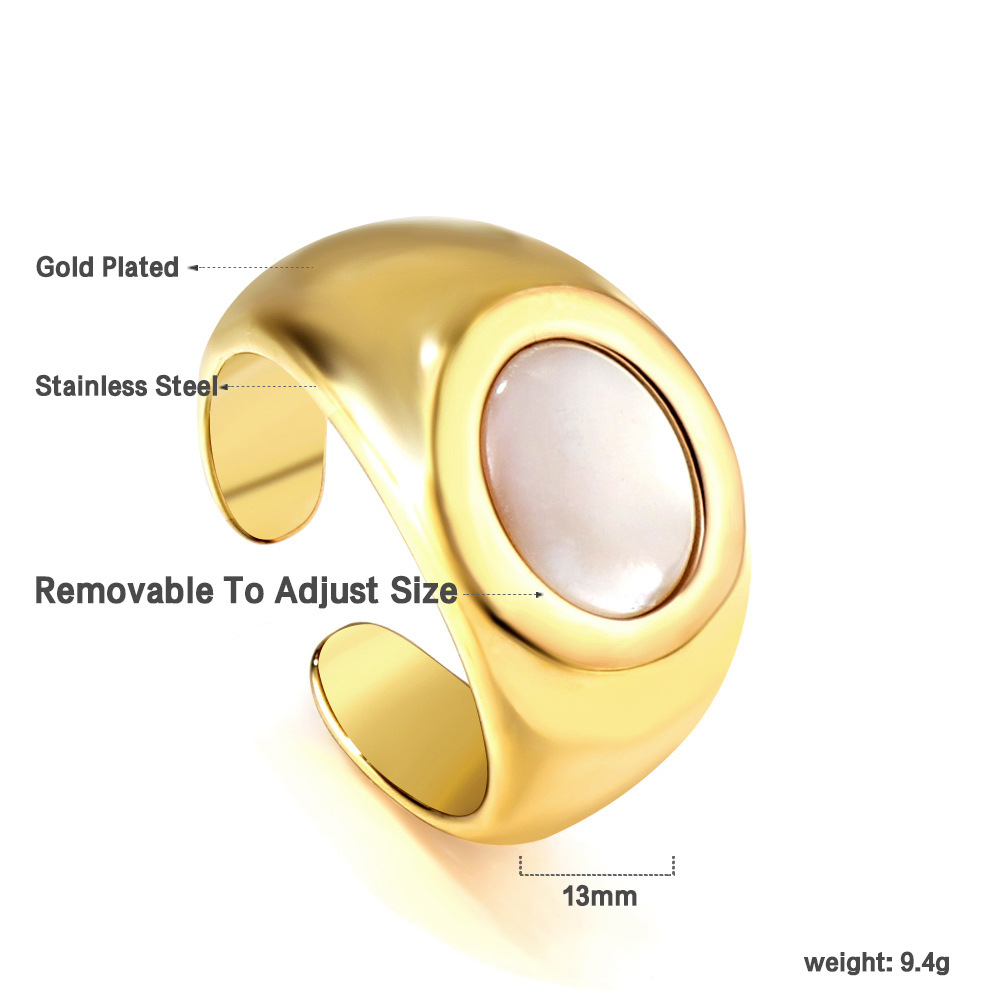 Plating, Inlay Design Elegant Style Elegant Oval Stainless Steel Plating Inlay Shell Gold Plated Bracelets Earrings Necklace