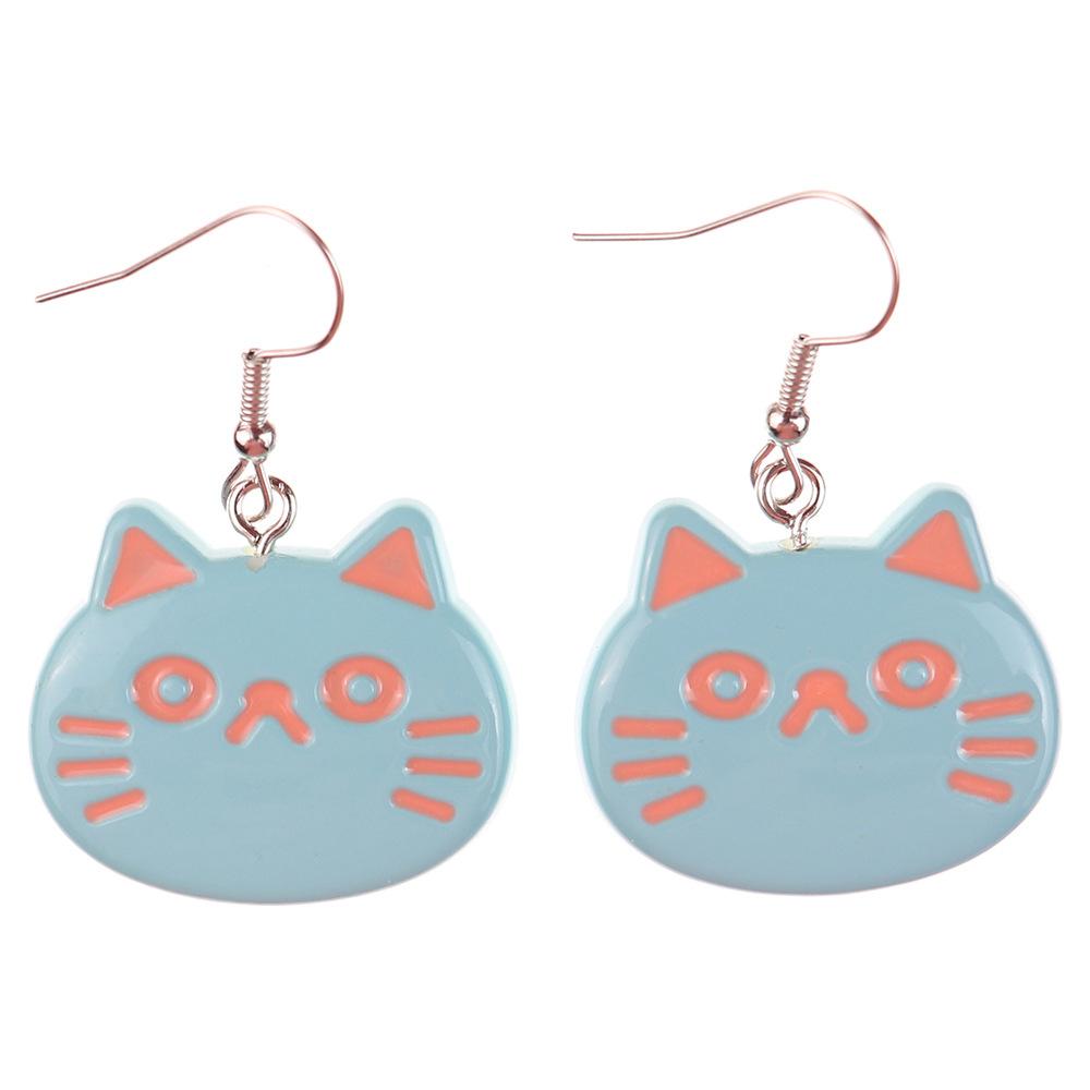 1 Paire Style De Bande Dessinée Mignon Chat Poisson Plastique Boucles D'oreilles display picture 7