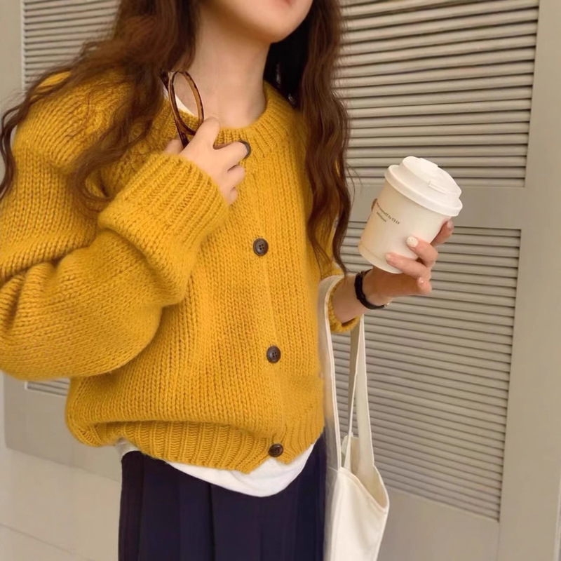 Merino 100% Pure Wool Cardigan Women's Autumn and Winter Short Thick Line European Classy Cashmere Knitwear Knitwear Jacket