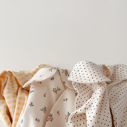 Spring and Autumn Infant and Toddler Garment Plaid Floral Coverall Cotton Baby Lapel Long Sleeve Romper