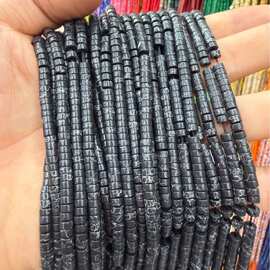 优化天然石2*4mm直角黑龙纹直切diy手链项链扁珠隔片散珠子工厂直