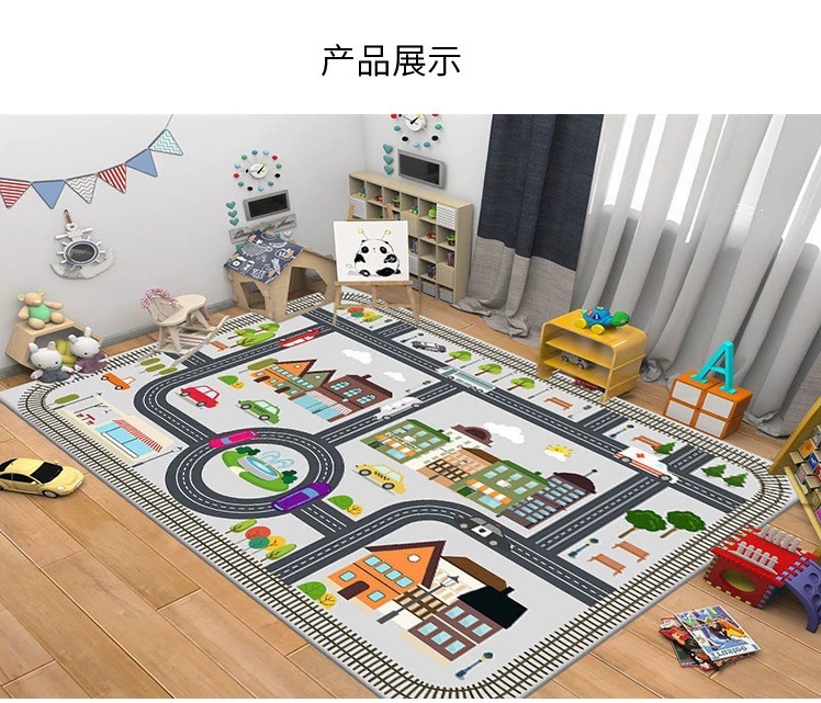 Kids Parking Traffic Game Mat Carpet Boy Car Cartoon Road Track Carpet Driveway Mat