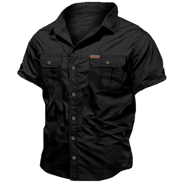 Hombres de verano sólido japonés cuello suelto de manga corta estilo americano sólido versátil chaqueta casual chaqueta de hombre