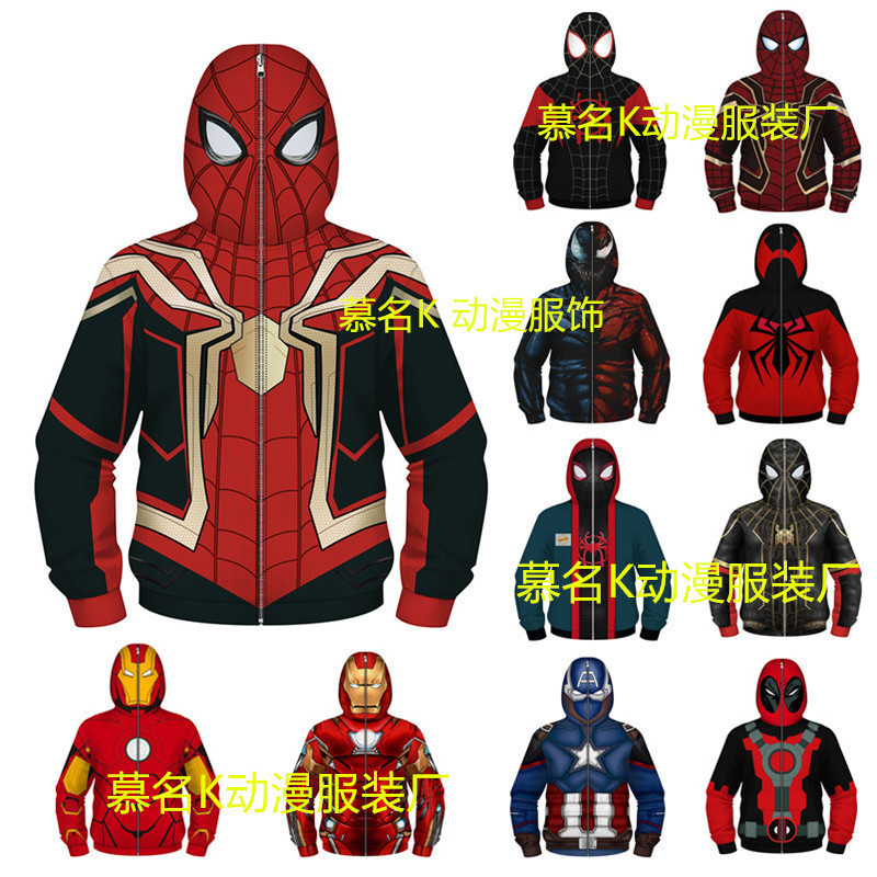 Cross-Border New Marvel Series 3D Digital Printing Kidsren's Role-Playing Masked Long-Sleeved Kidsren's Sweatshirt