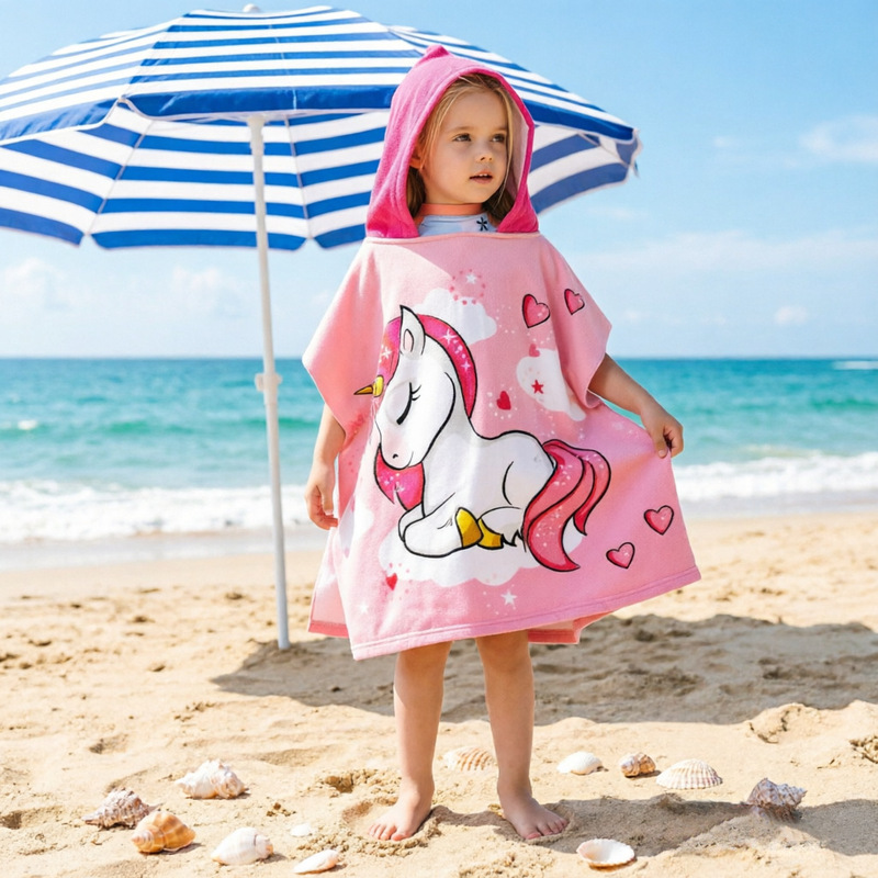 Microfiber cartoon print children's bath towel cape, wearable children's bathrobe with hood, beach towel manufacturer Microfiber cartoon print children's bath towel cape, wearable children's bathrobe with hood, beach towel manufacturer