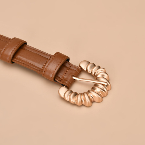 Women's Belt Irregular Letter Buckle Simple Belt Real Cowhide Korean Version Versatile Women's Belt Manufacturer Wholesale