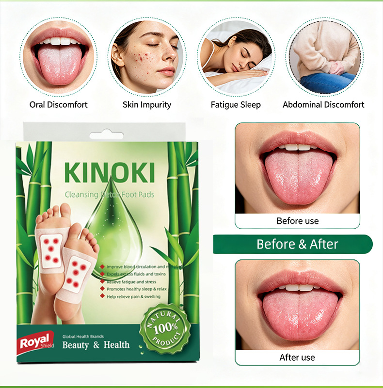 Kinoki Foot Patches with Mugwort and Bamboo Vinegar Gold Foil Foot Care 10 Patches per Box quality and texture