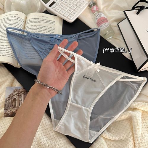 Pure Desire Sexy Lace Ice Silk Ultra-Thin Teenage Girl Underwear Comfortable Low-Waist Thin Strap Pure Cotton Lady Triangle Panties