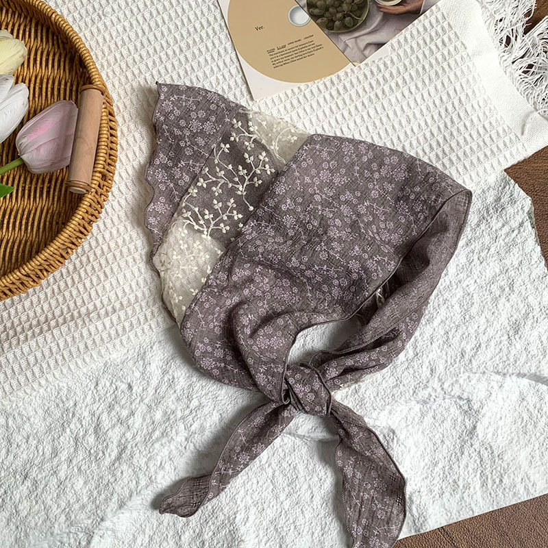 Bufanda triangular, babero, arte femenino, nuevo estilo, bufanda floral, bufanda de seda, pañuelo de alta calidad, diadema pastoral femenina de verano, cabello atado