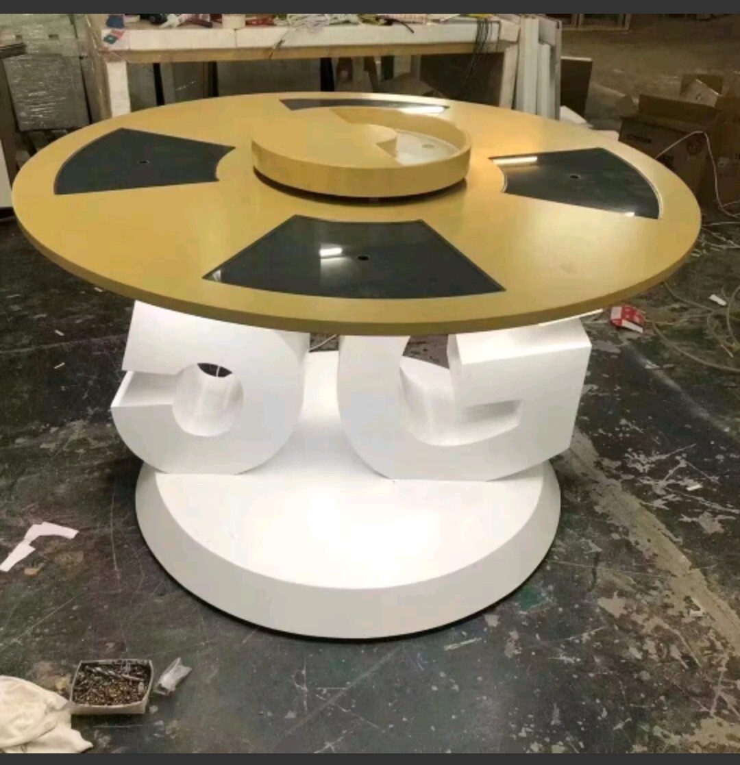 创意发光圆形展柜产品展示台科技感展览柜展厅展台异形旋转展示桌