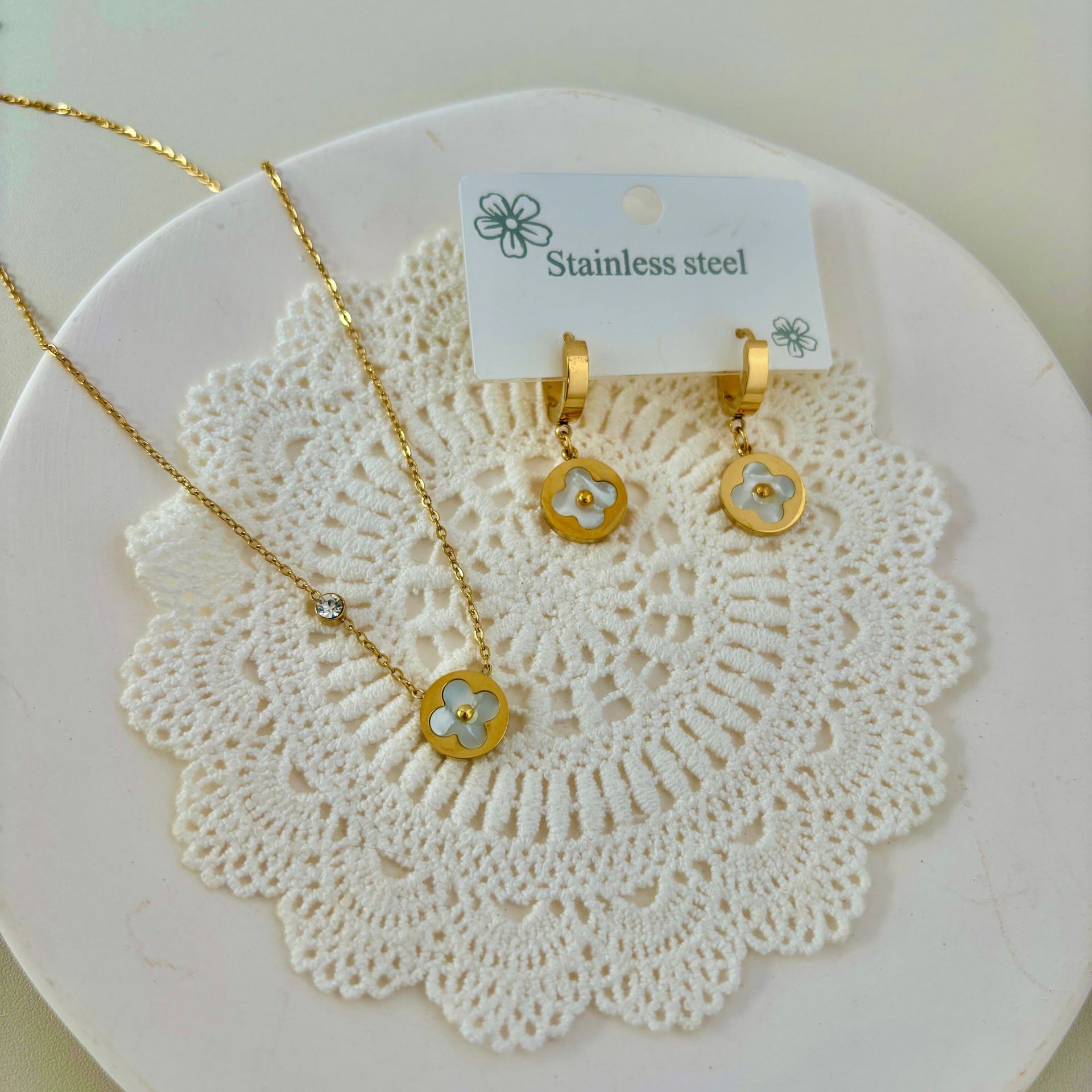 Necklace and earrings, set