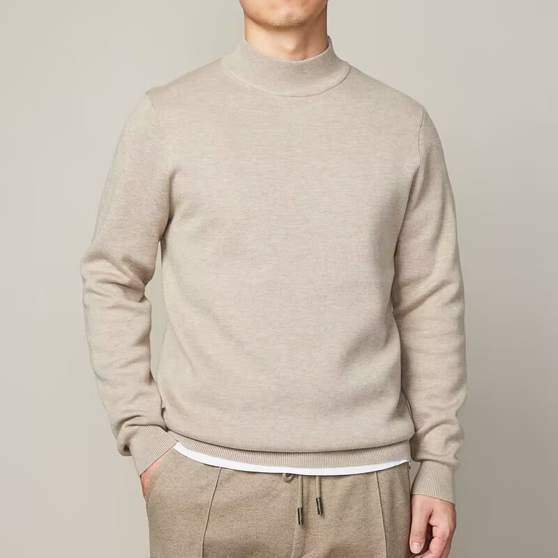Men's demi-season base body-friendly Japanese solid color knitted…