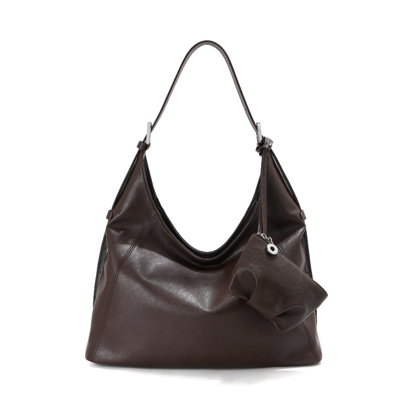 Women's Soft Leather Tote Bag - Large Capacity Top Grain Cowhide Commuter Underarm Bag, Premium Genuine Leather Casual Shoulder & Crossbody Bag - Thumbnail 4