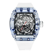 定制新款蓝宝石水晶男士机械表女士腕表镂空夜光简约时尚手表男