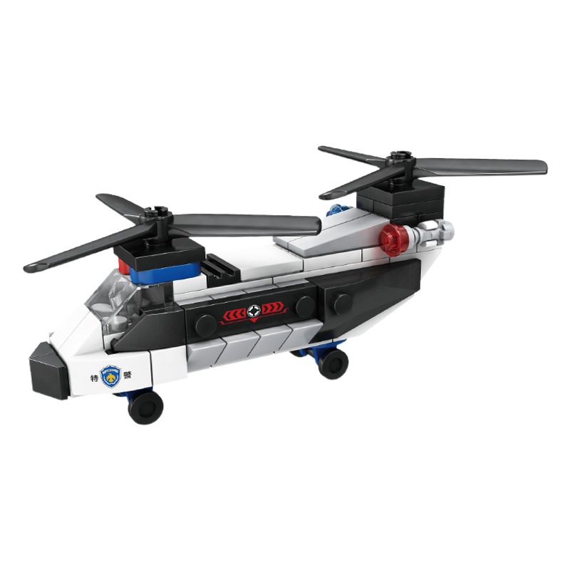 Conjunto creativo q versión 1918B helicóptero de policía especial educativo para niños ensamblado bloques de construcción de juguetes al por mayor tienda física drenaje