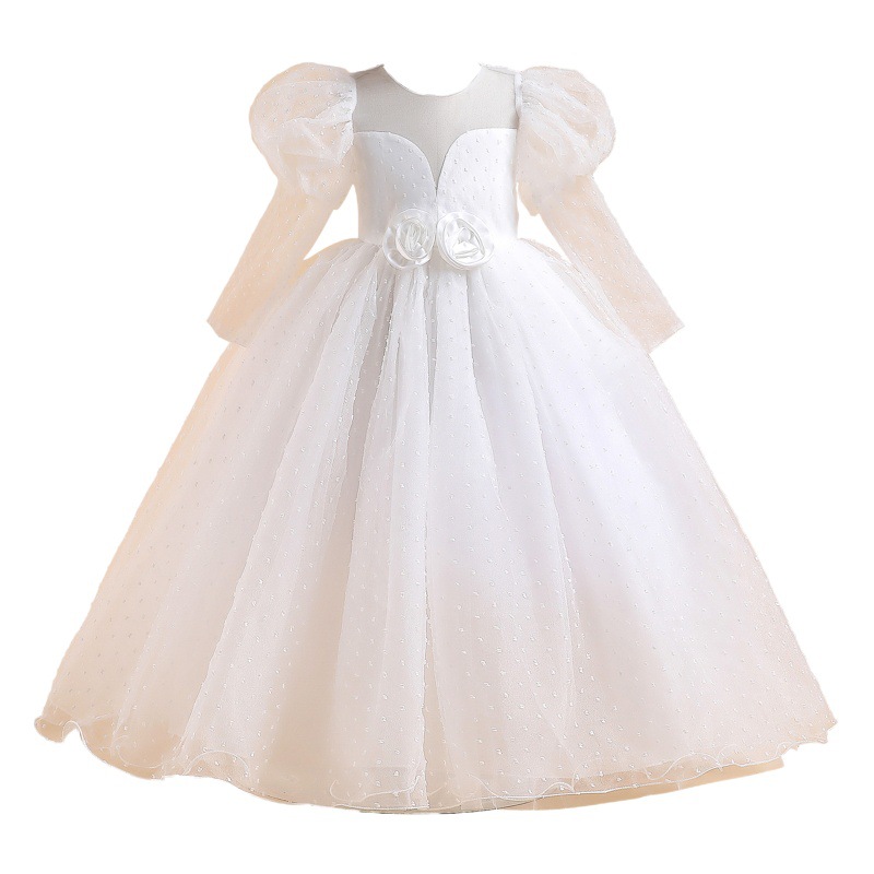 2024 nuevos niños vestido de princesa Vestido de manga de soplo vestido de rendimiento de piano modelo de cumpleaños de la muchacha vestido de noche de pasarela