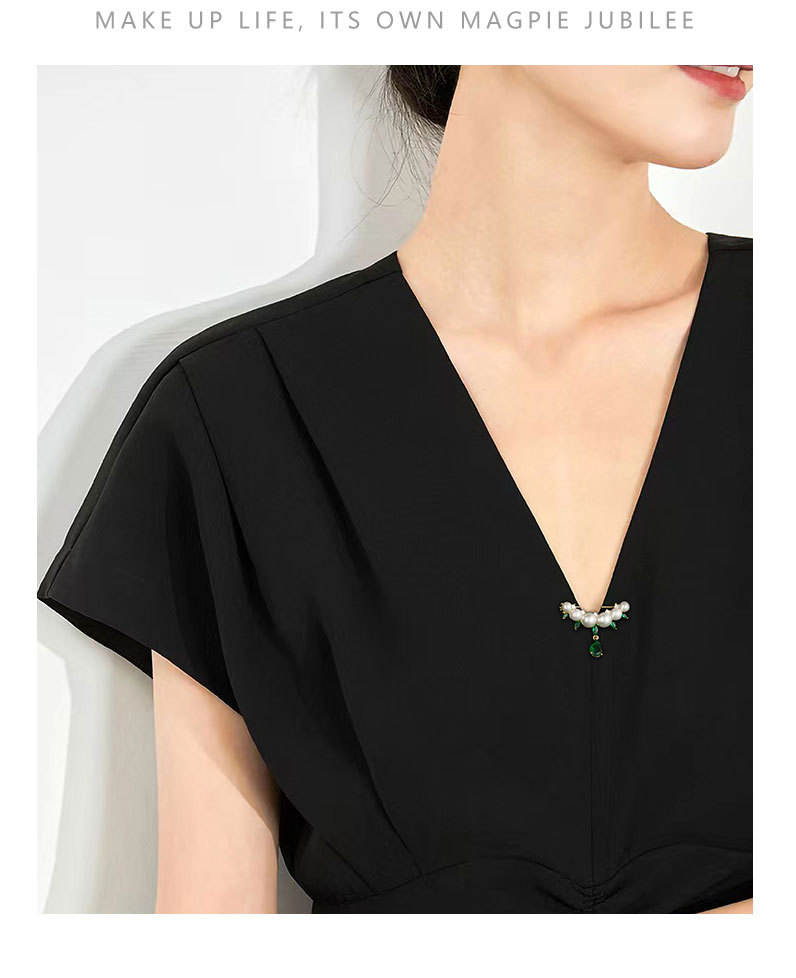 简约百搭珍珠水滴胸针小众设计轻奢风胸花新品个性潮款