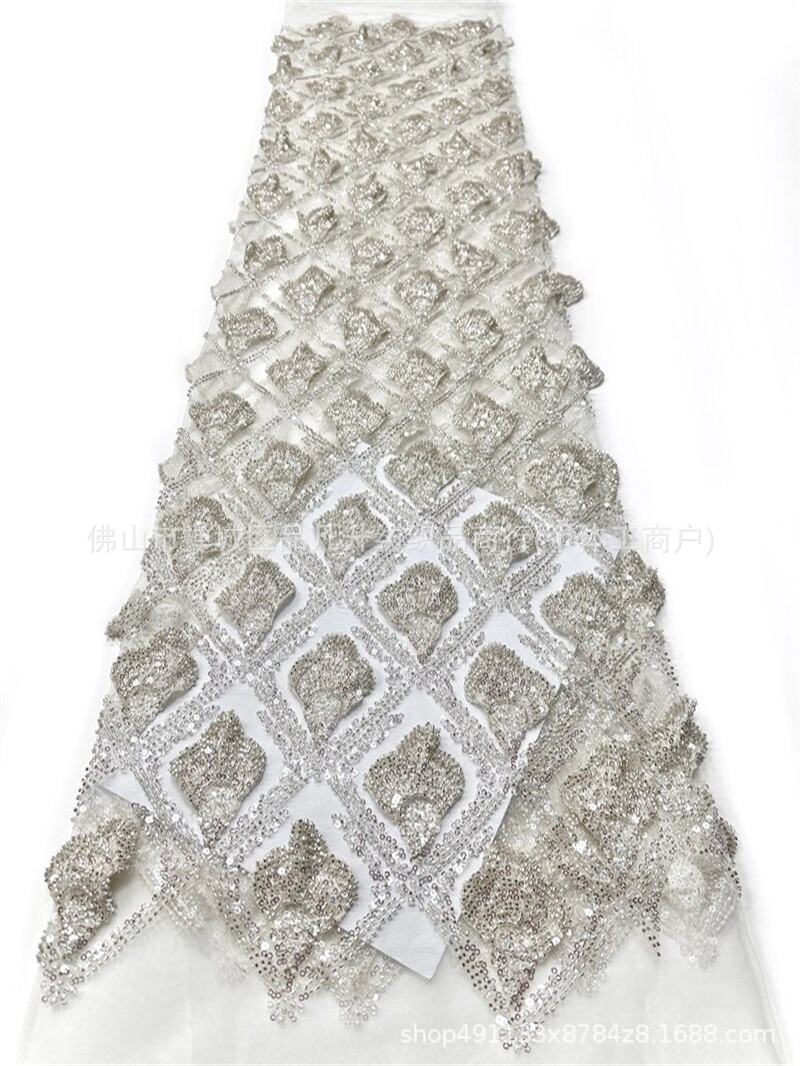 Multicolor calcomanías cuentas esquinillas bordadas tela de bordado de encaje pesado vestido de boda tela de vestido de alta definición