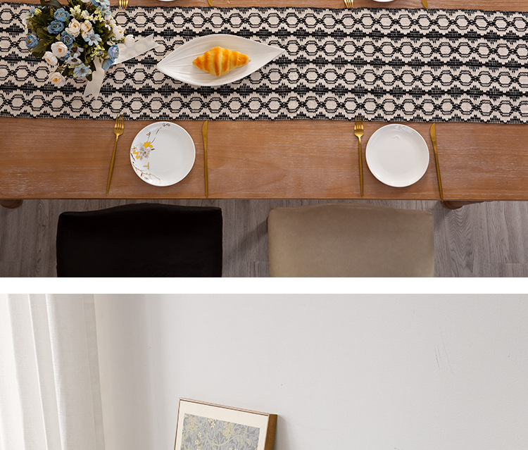 Nouveau drapeau de table tissé en coton, décoration assortie de couleur de gland, nappe longue bande, armoire à chaussures, armoire d'entrée_voghion.com