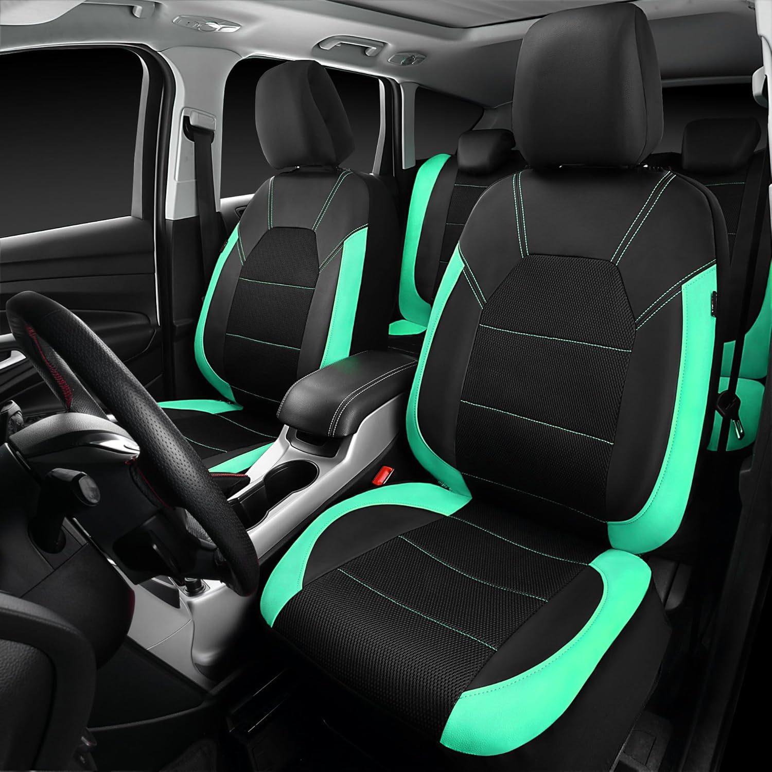 Cross-Border Temu Foreign Trade Car Seat Covers Single-Line Sandwich Leather Pu Leather Artificial Leather Export to Europe and America
