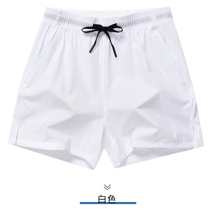 Casual de secado rápido, pantalones cortos de tres puntos de color sólido, pantalones cortos rectos elásticos sueltos, pantalones casuales de seda de hielo para hombre, pantalones de playa para hombre