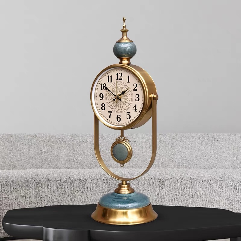 Table clock 欧式座钟摆件家用客厅桌面时钟复古钟表创意台式摆钟|undefined
